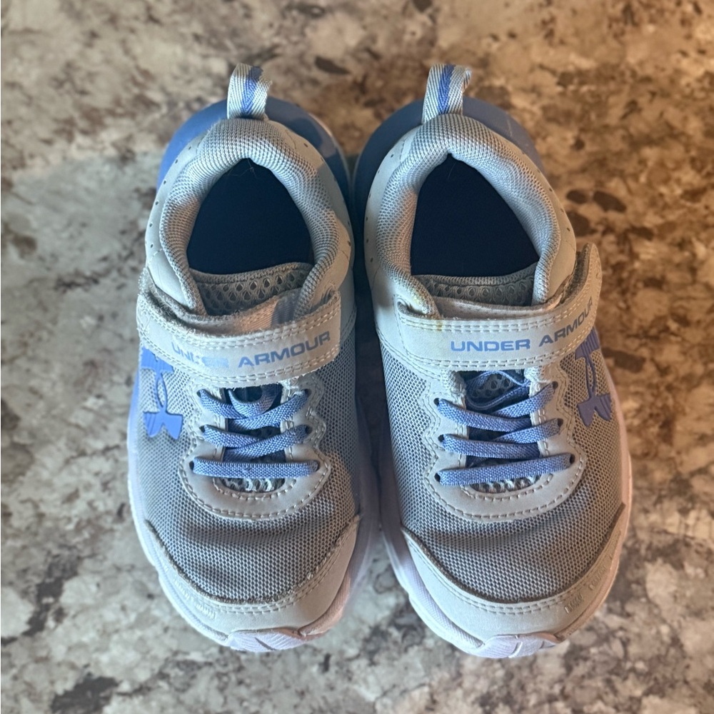 Under Armour Purple and Gray Sneakers Breathable Mesh Velcro Closure